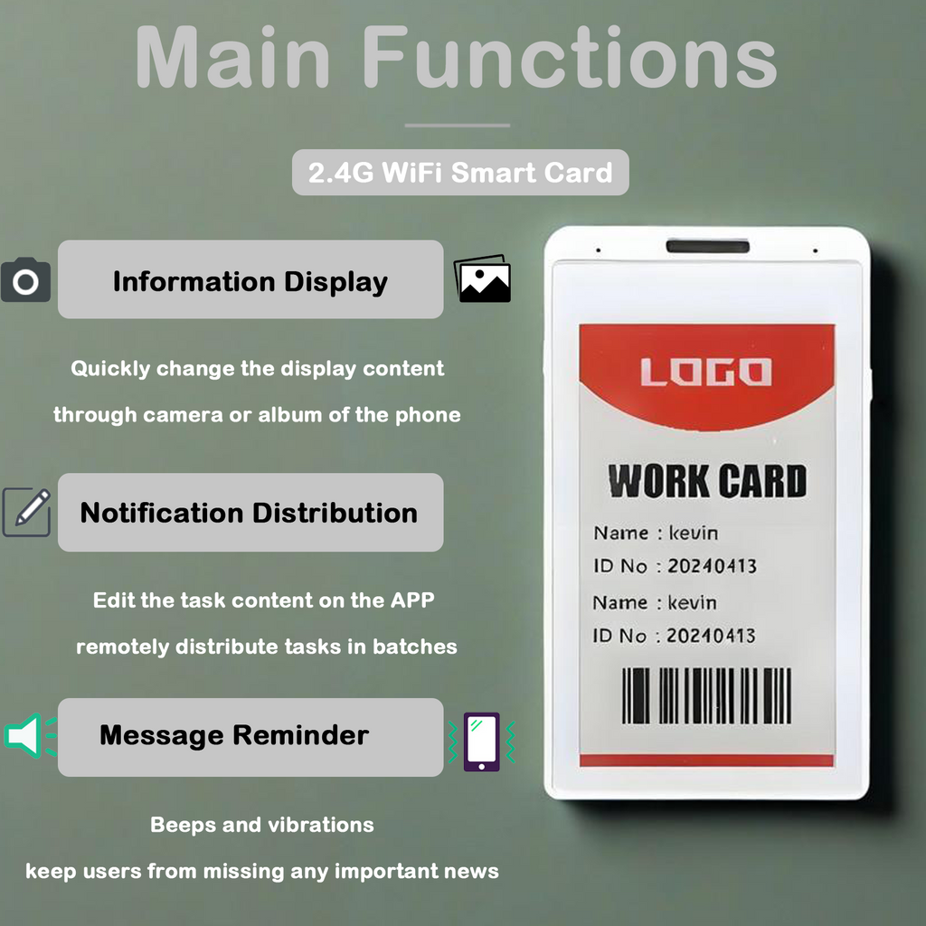 2.4G WiFi Name Badge- Black White Red 3-color e-paper screen