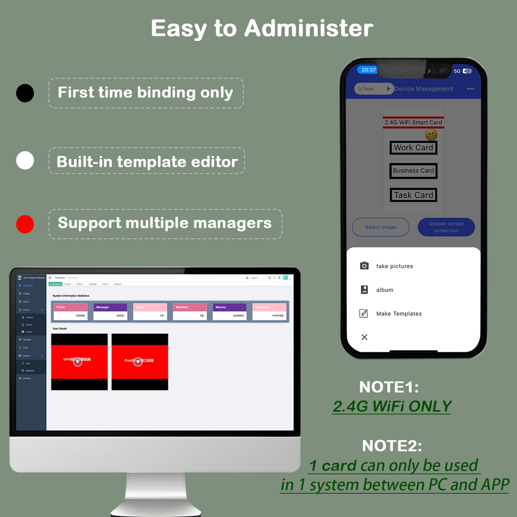 2.4G WiFi Name Badge- Black White Red 3-color e-paper screen