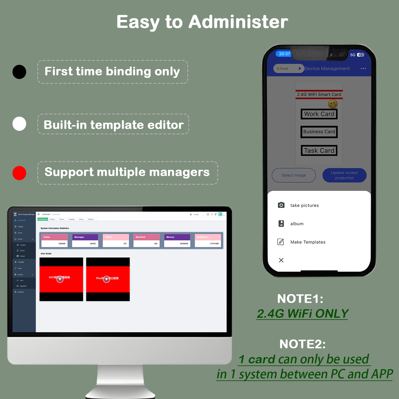 2.4G WiFi Name Badge- Black White Red 3-color e-paper screen