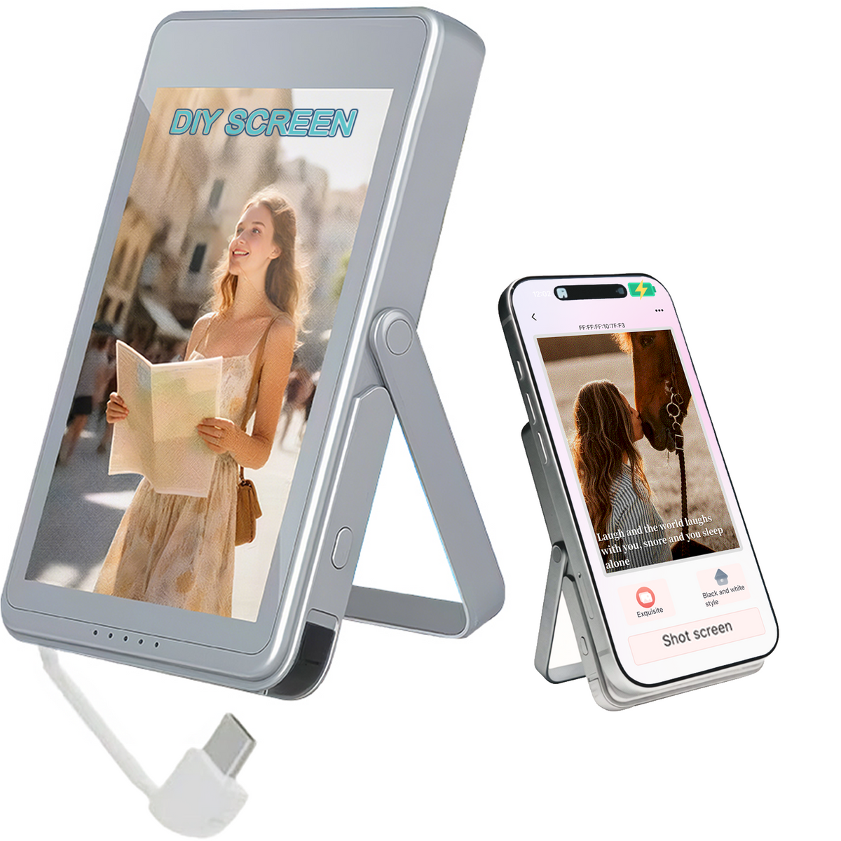 SweeLe 3.7” 4-color E-paper Frame - 5000 mAh Magnetic Wireless Charger Bank, Digital Fridge Magnet with Smart APP, Ultra-Slim Backup Power with Kickstand, Gift for Family