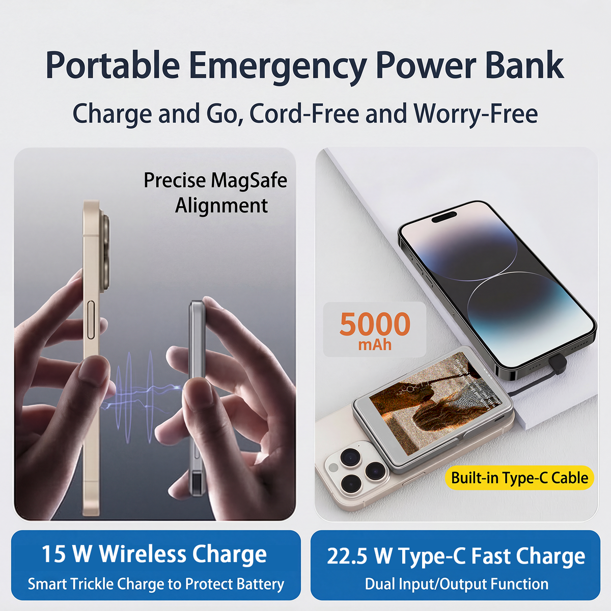 SweeLe 3.7” 4-color E-paper Frame - 5000 mAh Magnetic Wireless Charger Bank, Digital Fridge Magnet with Smart APP, Ultra-Slim Backup Power with Kickstand, Gift for Family