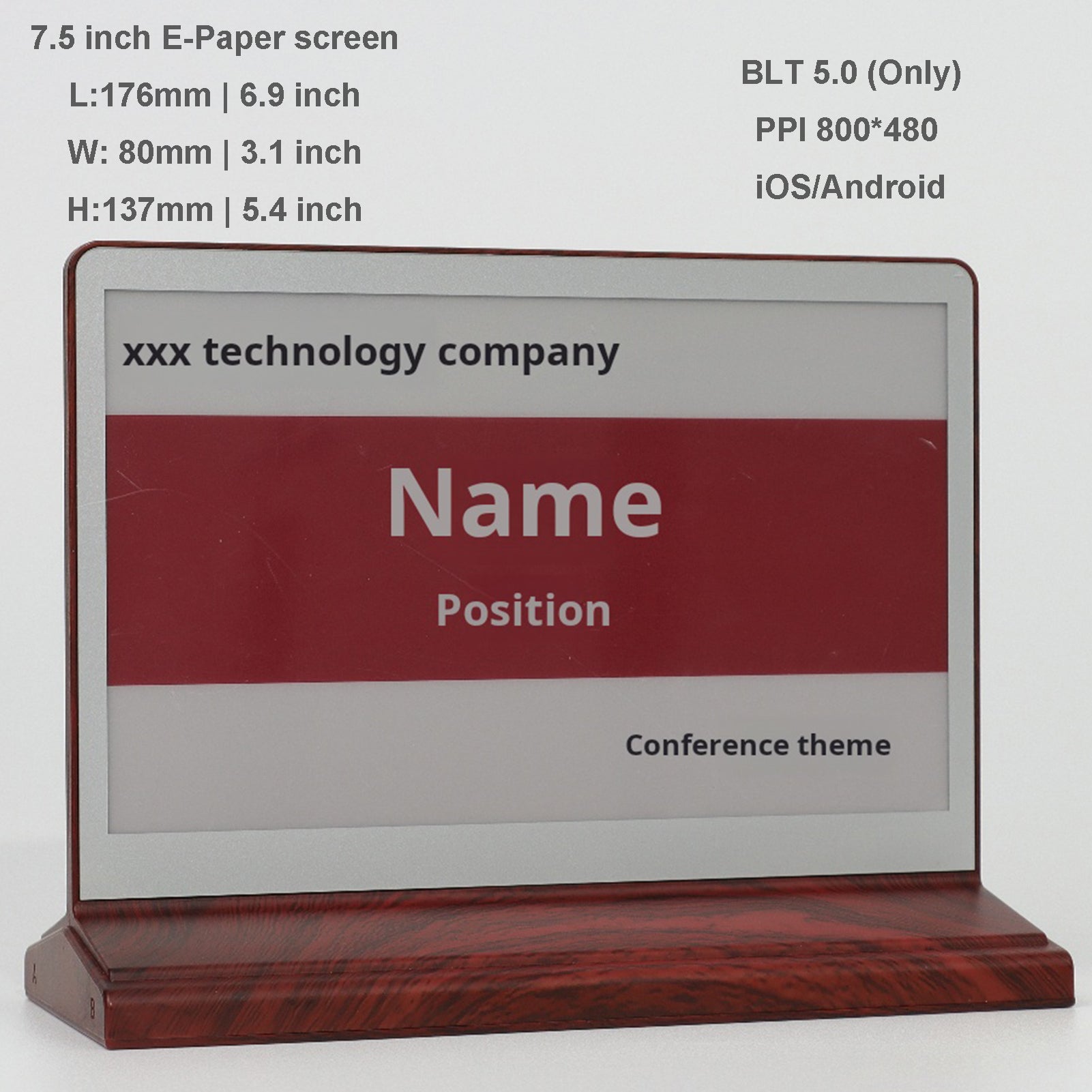 Place Card - Bluetooth - 3 colors e-paper screen