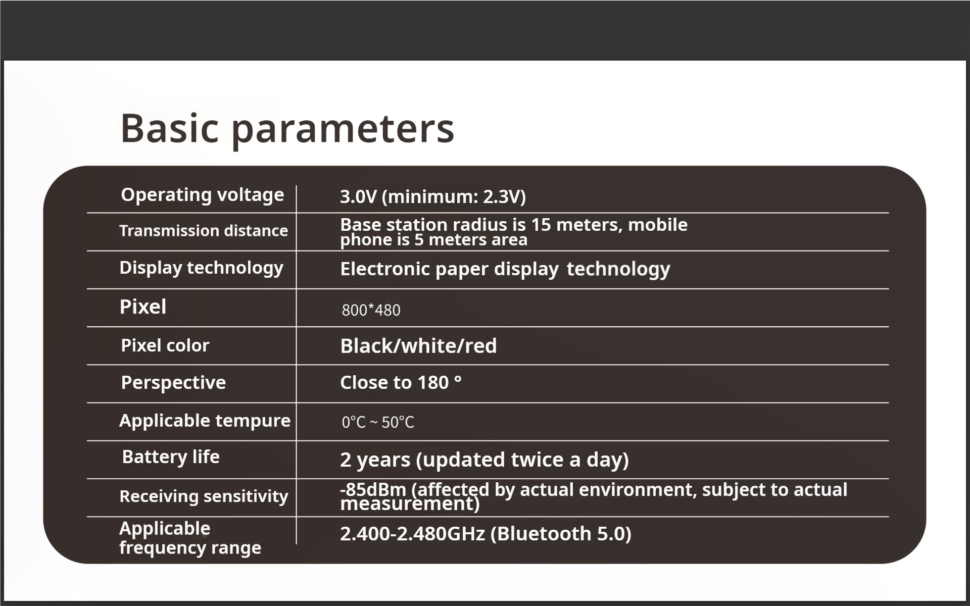 Place Card - Bluetooth - 3 colors e-paper screen